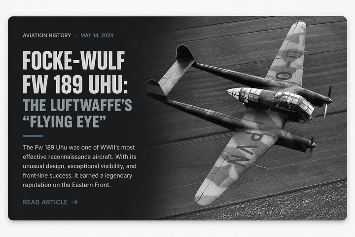 The Focke-Wulf Fw 189 Uhu: The "Flying Eye" of the Eastern Front